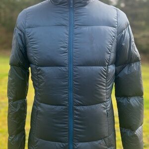 EDDIE BAUER Puffer Jacket | EB550 Down Full Zip Blue Hoodie Parka | Womens Small